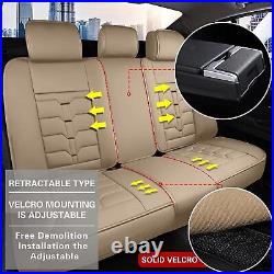Full Set For Cadillac XT5 2017-2023 Car 5 Seat Cover Cushion Faux Leather Beige