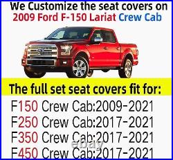 Full Set Leather Cushion Car Seats Covers For Ford F-150 Crew Cab 2009-2021 F250