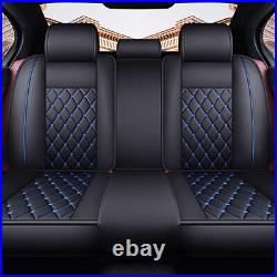 Full Set Universal 5-Sits Car Seat Cover Protector Front+Rear SUV Black&Blue US