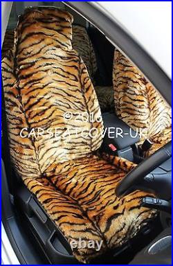 Gold Tiger Luxury Faux Fur Furry Car Seat Covers Full Set- Universal Fit