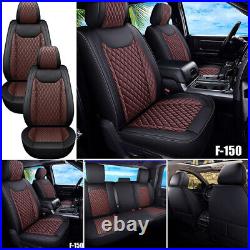 Luxury Leather Car Seat Covers Full Set For 2009-2023 Ford F150 Crew Cab 4-Door