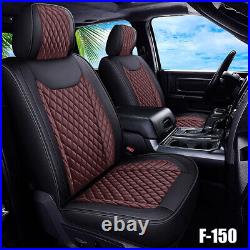 Luxury Leather Car Seat Covers Full Set For 2009-2023 Ford F150 Crew Cab 4-Door