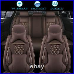 Luxury Leather Front + Rear Car Seat Covers 5-Seats Cushion Full Set Universal