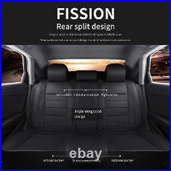 Luxury Leather Front + Rear Car Seat Covers 5-Seats Cushion Full Set Universal A