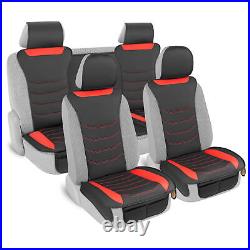 Motor Trend LuxeFit Red Faux Leather Car Seat Covers Full Set Front Back