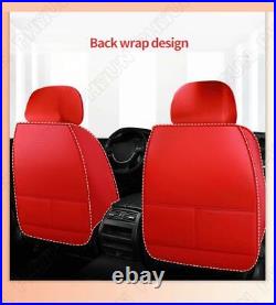 PU Leather Car Seat Cover Full Surround Red Cushion Front+Rear Pad Mat withPillows