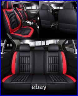 Red & Black PU Leather Front + Rear 5-Seats Car Seat Covers Full Set Cushion USA