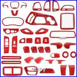 Red Full Interior Set Dash Panel Decor Cover Trim Kit for Dodge Challenger 2015+