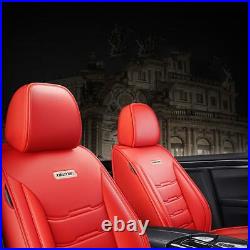 Red Luxury 5 Seats PU Leather Car Seat Cushion Covers Full Surround Universal