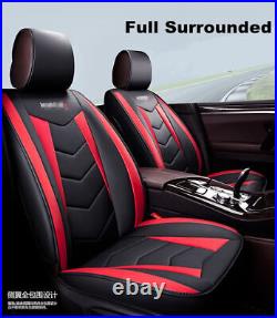 Set Luxury Breathable PU Leather Full Surround Car SUV Seats Cushions Black+Red