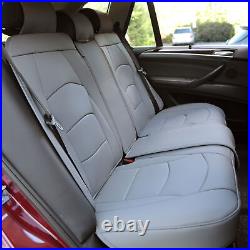 Solid Gray Leatherette Seat Cushion Full Set Covers with Black Steering Cover