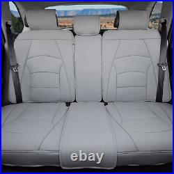 Solid Gray Leatherette Seat Cushion Full Set Covers with Black Steering Cover