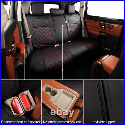 USA For Honda CRV 2017-2021 Car Leather Custom Fit Seat Covers Front+Rear BK/RED