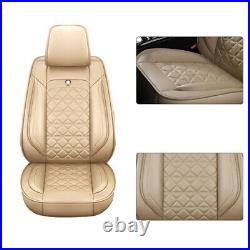 US Full Car Seat Covers 5-Seats Front Rear Cushion Mess PU Leather Cover Beige