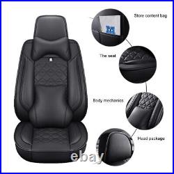 US Full Car Seat Covers 5-Seats Front Rear Cushion Mess PU Leather Cover Beige