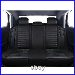 Universal Black PU Leather 5-Seats Car Seat Cover Front Rear Cushion Full Set
