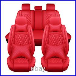 Universal Leather Seat Covers Full Set 5-Sits Front & Rear Cushion Accessories