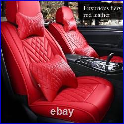 Universal Leather Seat Covers Full Set 5-Sits Front & Rear Cushion Accessories