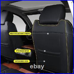 XipooFit 2014-2021 Toyota Tundra CrewMax Seat Covers Full Set PU Leather (Black)